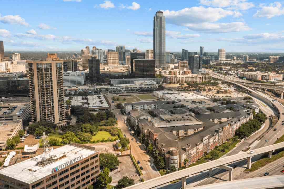 Aerial view of Houston Galleria Mall are, Stock Video