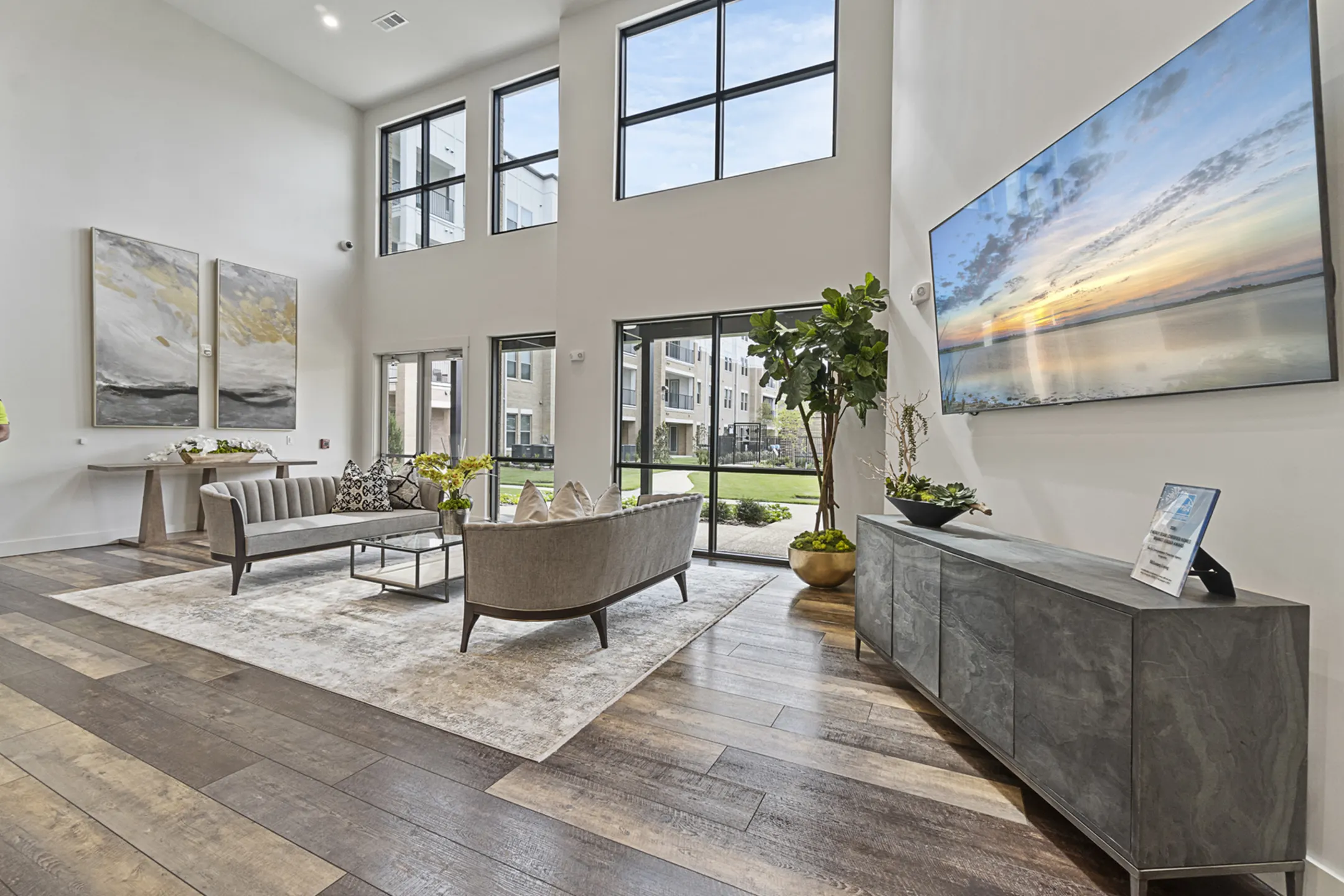 Living Room - The Luxe at Mercer Crossing - Farmers Branch, TX