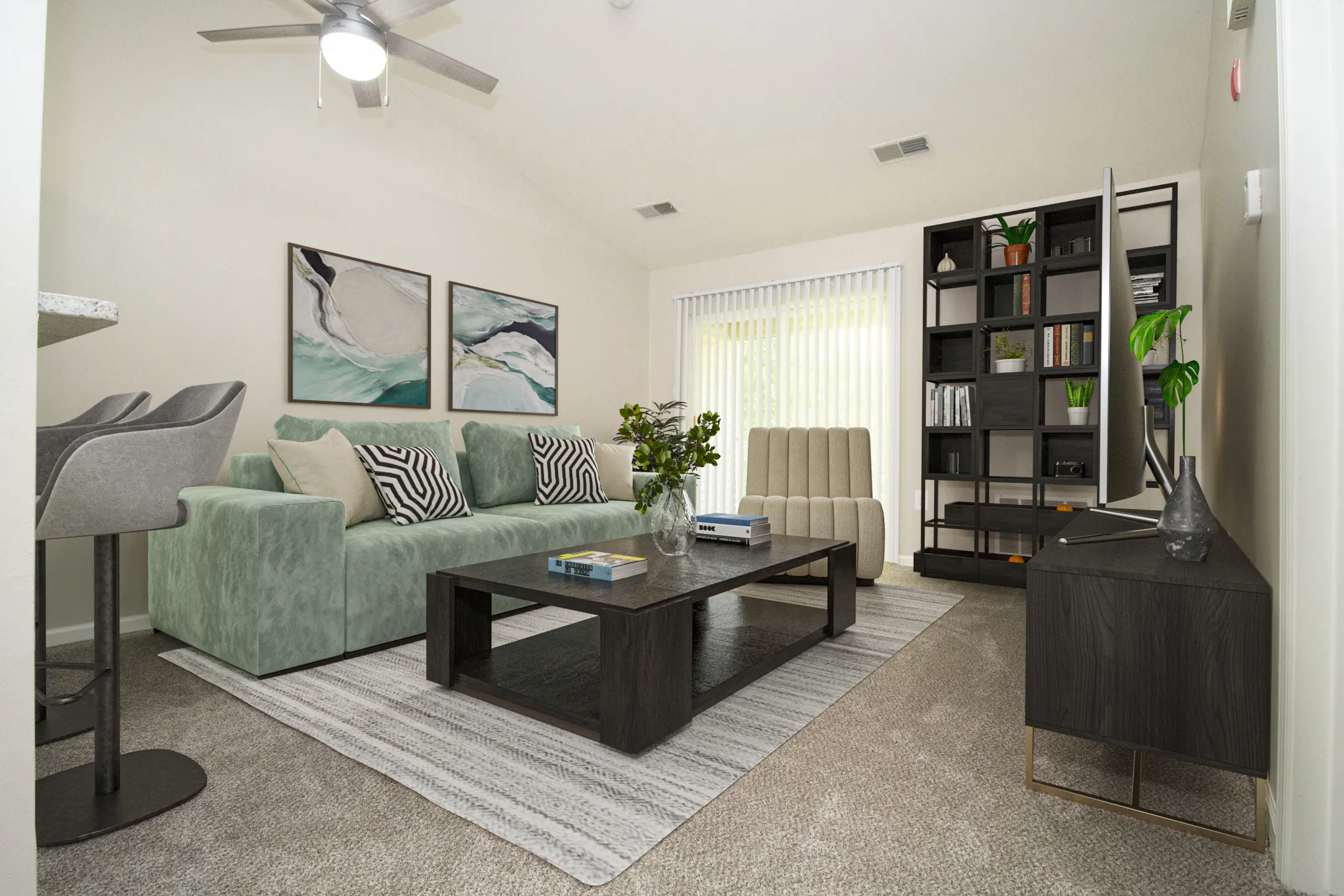 Living Room - The Pointe at Canton Apartments & Townhomes - Canton, MI