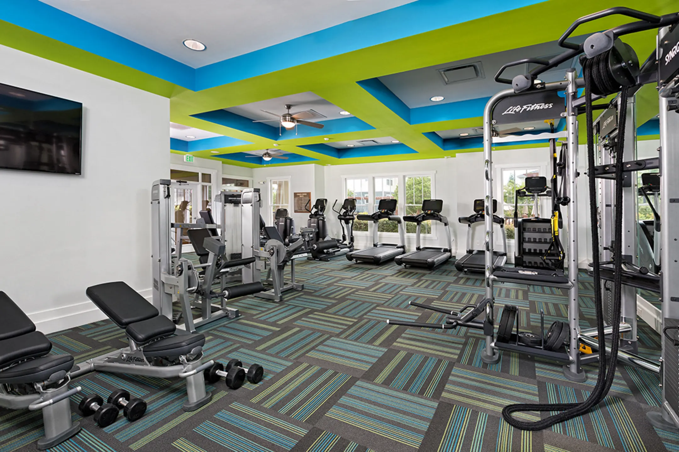 Fitness Weight Room - Bexley Village At Concord Mills Luxury Apartments - Concord, NC