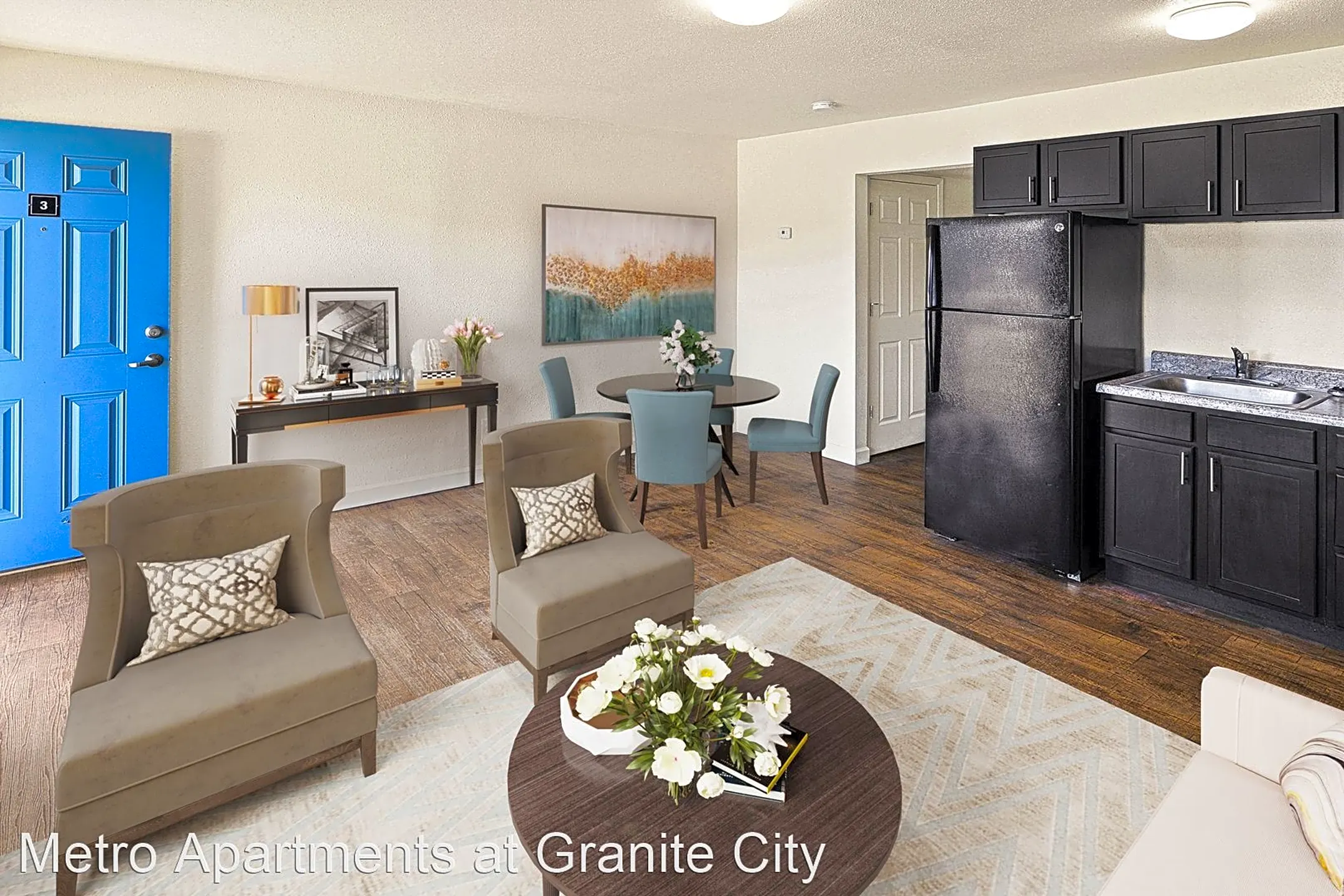 Living Room - Metro Apartments at Granite City - Granite City, IL
