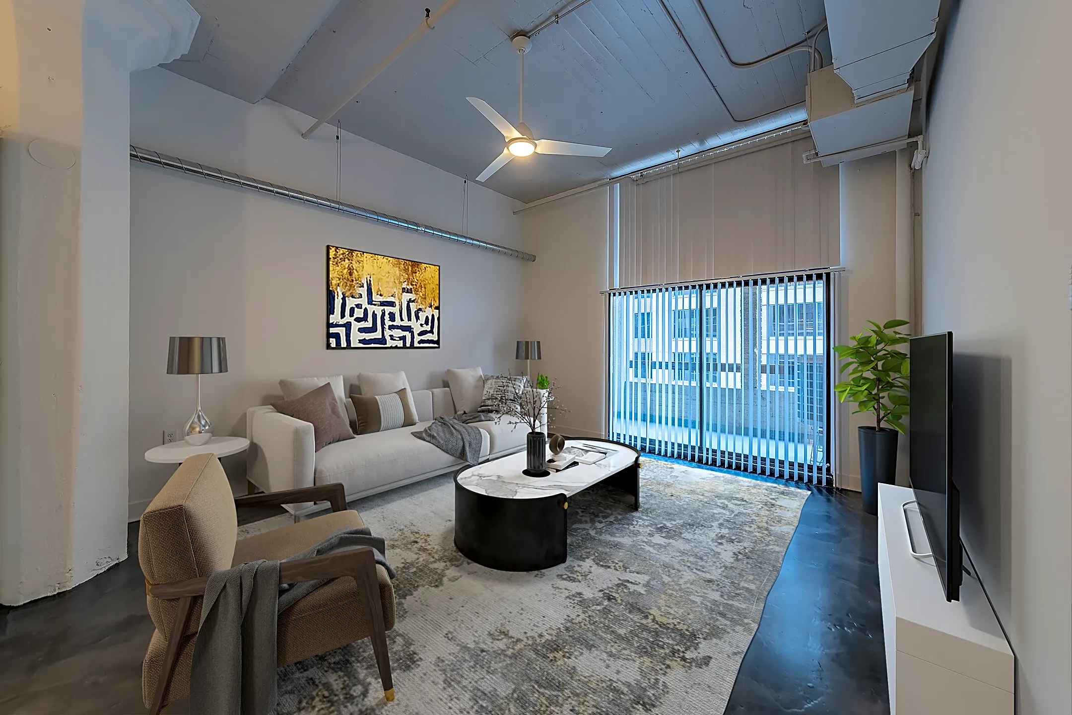 Living Room - Fourth & Plum Apartments - Cincinnati, OH