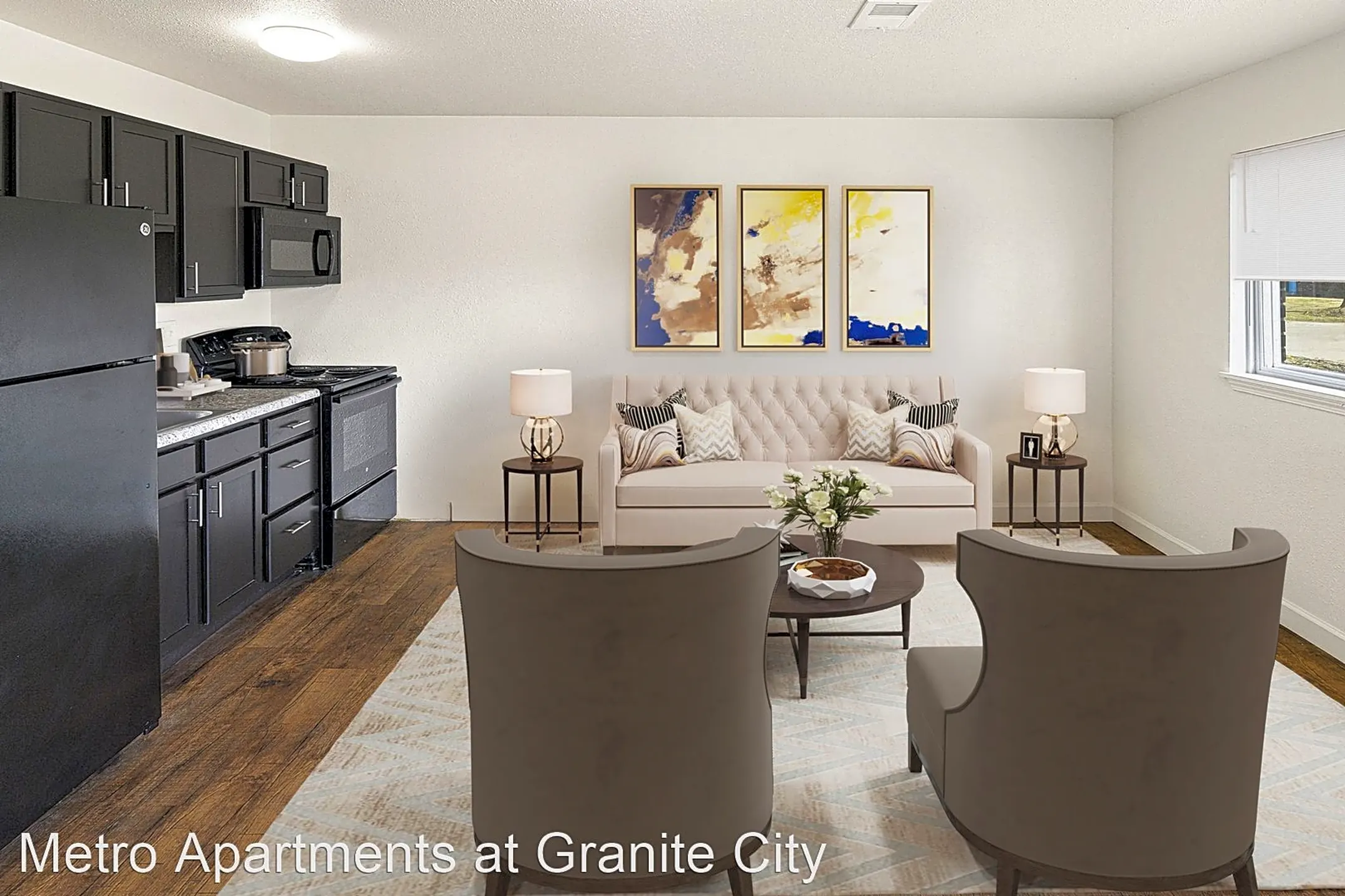 Living Room - Metro Apartments at Granite City - Granite City, IL