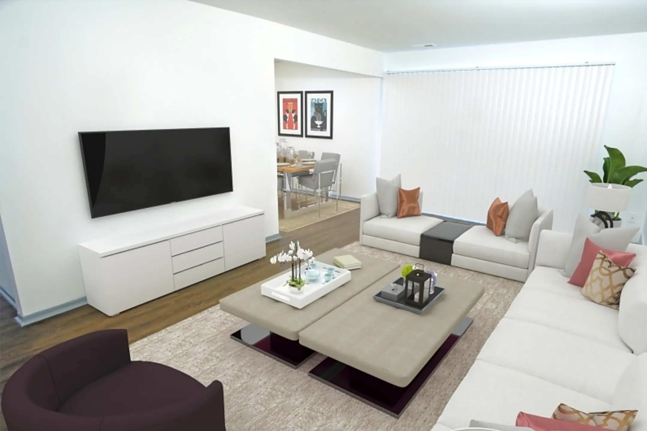 Living Room - Bedford Square Apartments - Canton, MI