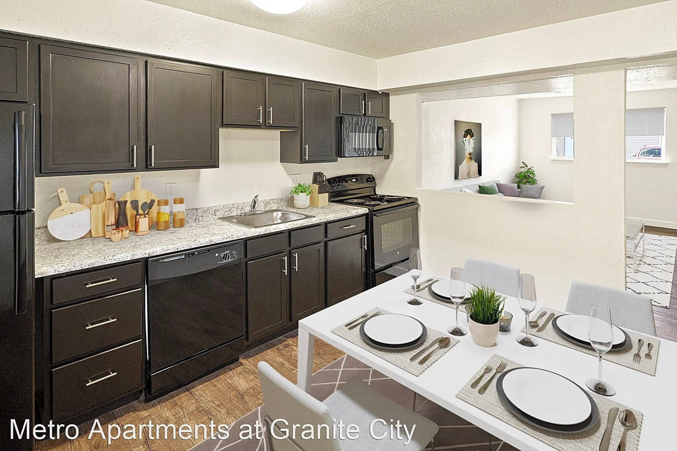 Kitchen - Metro Apartments at Granite City - Granite City, IL