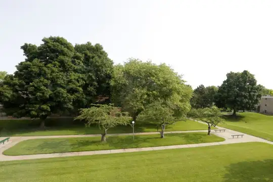 view of nearby features featuring an expansive lawn
