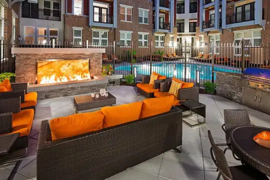 lobby with an outdoor living space