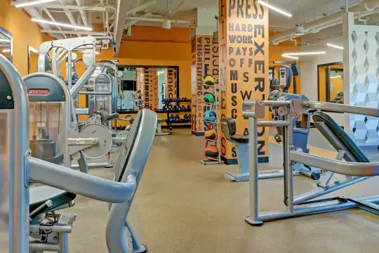 workout area featuring carpet
