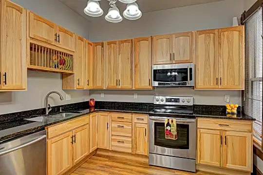 Large kitchen with all stainless steel appliances