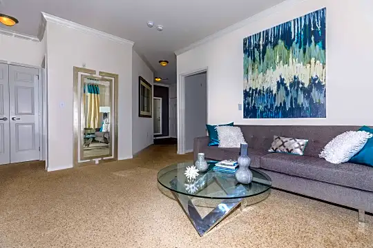 living room featuring carpet