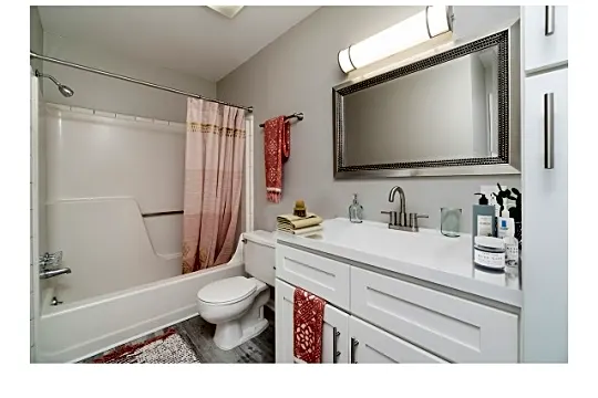 full bathroom featuring mirror, bathtub / shower combination, vanity, toilet, and shower curtain