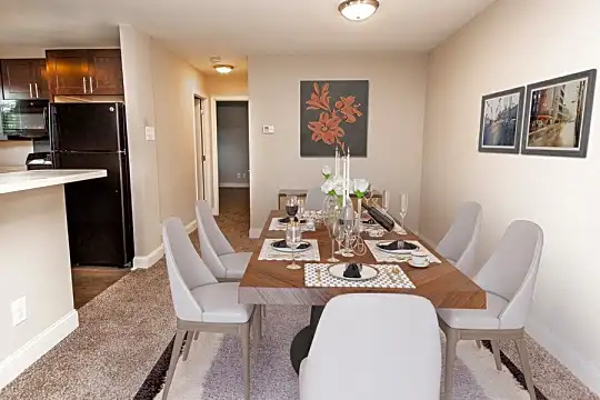 dining space with refrigerator
