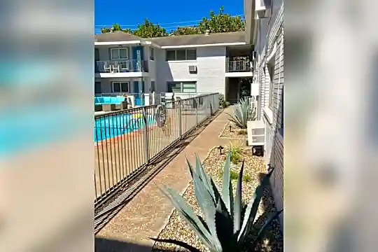 balcony with a swimming pool