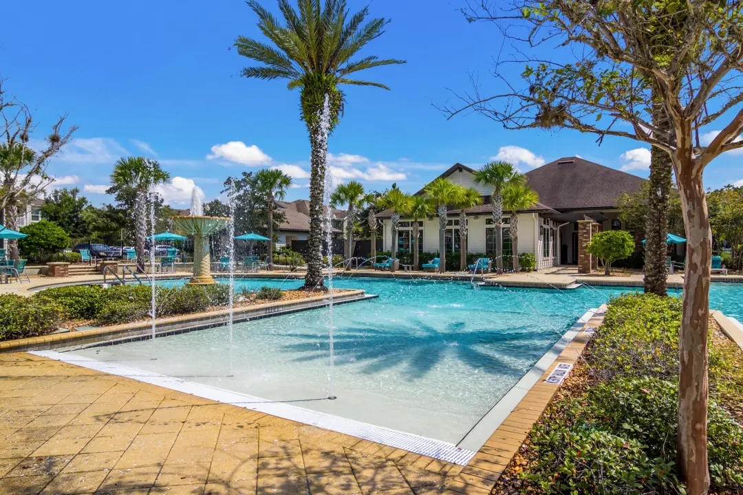 USA: Swimming pool, drinks and palm trees in Jacksonville