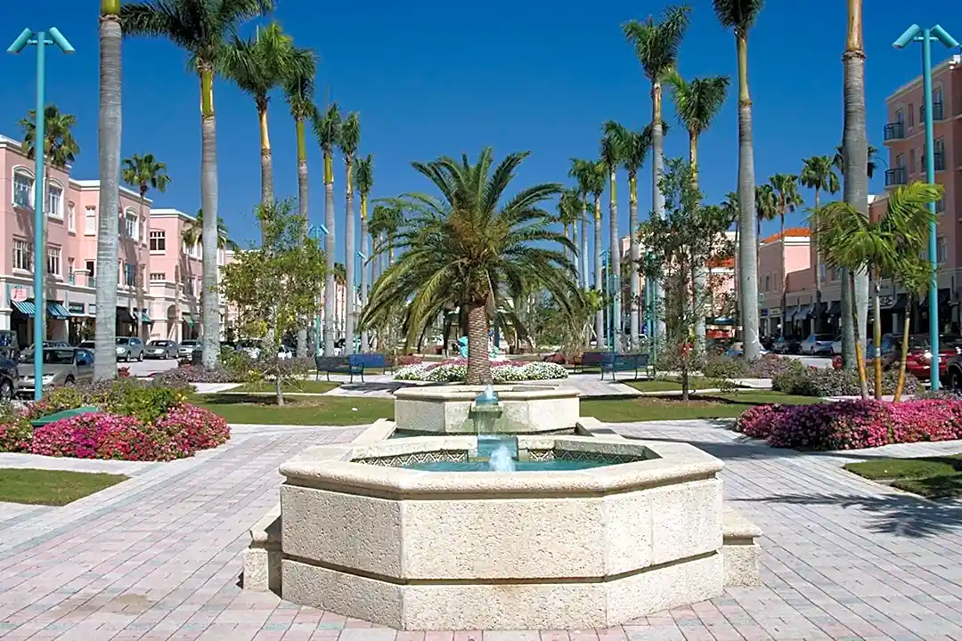 Mizner Park Water Fountain Boca Raton City Downtown