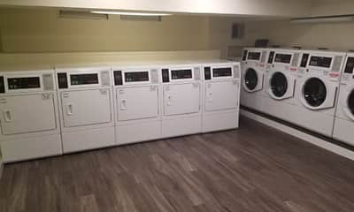 washroom with hardwood floors and separate washer and dryer, Jefferson House Apts, 2