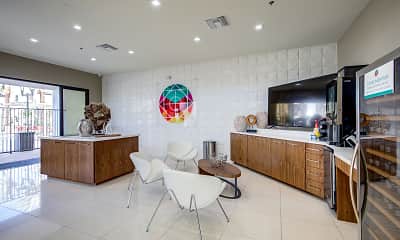 reception featuring tile floors, natural light, and TV, Revolution, 1