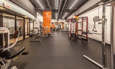Fitness Weight Room, One Lytle Place Apartments, 2