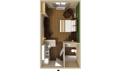 Bedroom, Furnished Studio - Frederick - Westview Dr., 2