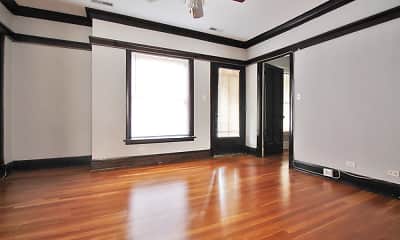 empty room with hardwood floors and a ceiling fan, 408-416 N. Taylor Avenue, 1