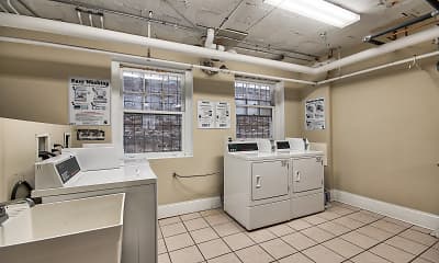 washroom with tile flooring, a healthy amount of sunlight, and separate washer and dryer, 1509 Hinman, 2