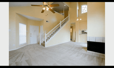 empty room with carpet, a high ceiling, a ceiling fan, and a wealth of natural light, Crossroads East II, 0