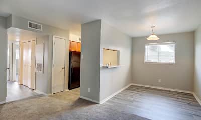 carpeted spare room featuring natural light and refrigerator, The Life at Park View, 1