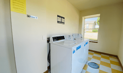 clothes washing area with natural light, tile floors, and separate washer and dryer, Catalpa Group, 2
