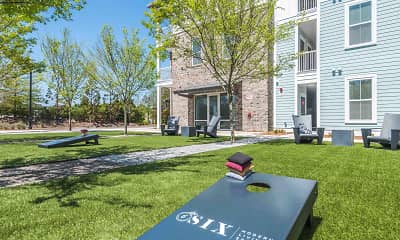 surrounding community with a large lawn, The Six, 2