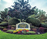 community / neighborhood sign featuring a lawn, Colonial Village