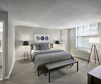carpeted bedroom with natural light, The Franklin Residences