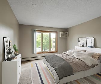 bedroom with hardwood flooring, natural light, and baseboard radiator, Parklawn Estates