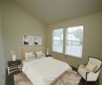 bedroom featuring natural light and lofted ceiling, The Pointe at Stafford Apartment Homes