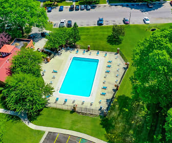 view of pool with a yard, Old Farm Apartments