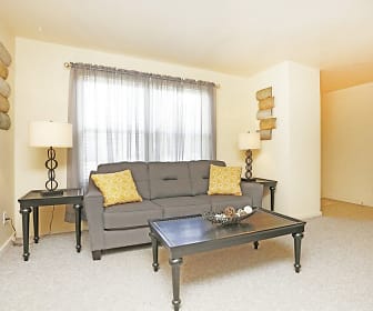 view of carpeted living room, Golfview Village