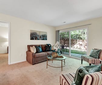 living room featuring carpet and natural light, The Meadows