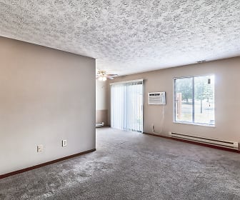 spare room with a ceiling fan, carpet, natural light, and baseboard radiator, Mallard's Landing
