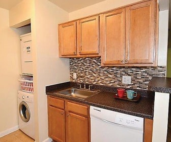 laundry area featuring tile flooring, washer / dryer, and dishwasher, Harbor Place Apartment Homes
