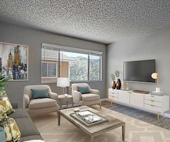 hardwood floored living room featuring natural light and TV, The Aurora