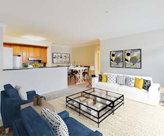 carpeted living room featuring refrigerator, Bishop's View