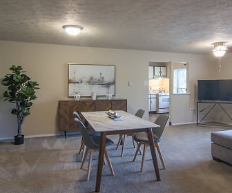 carpeted dining space with natural light, TV, and range oven, Park Place of South Park