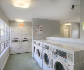 clothes washing area with carpet and independent washer and dryer, Springtree Apartments