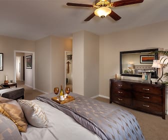 carpeted bedroom with a ceiling fan, The Enclave at Homecoming Terra Vista