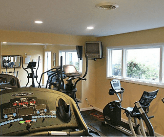 workout area featuring natural light and TV, Crickentree
