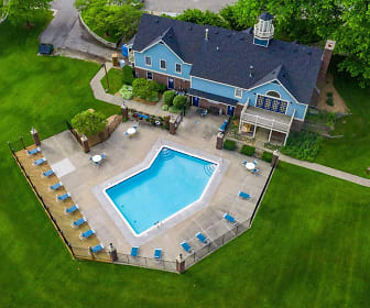 view of swimming pool featuring a large lawn, Hurwich Farms