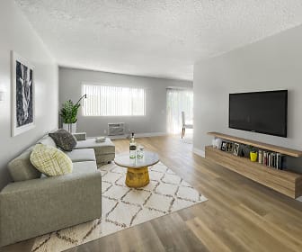 living room with parquet floors, plenty of natural light, and TV, The Summit at La Crescenta