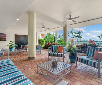 view of terrace with an outdoor living space and a ceiling fan, Waters Pointe
