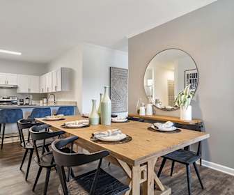 dining space with parquet floors, range oven, and fume extractor, Bell Kennesaw Mountain