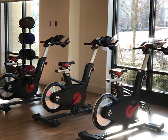 workout area with a healthy amount of sunlight and hardwood floors, The Emery at Overlook Ridge
