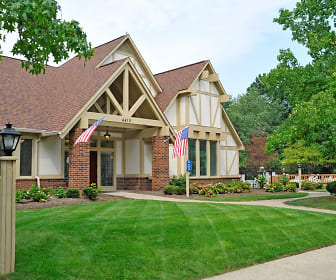 tudor house with a front yard, Eastgate Woods